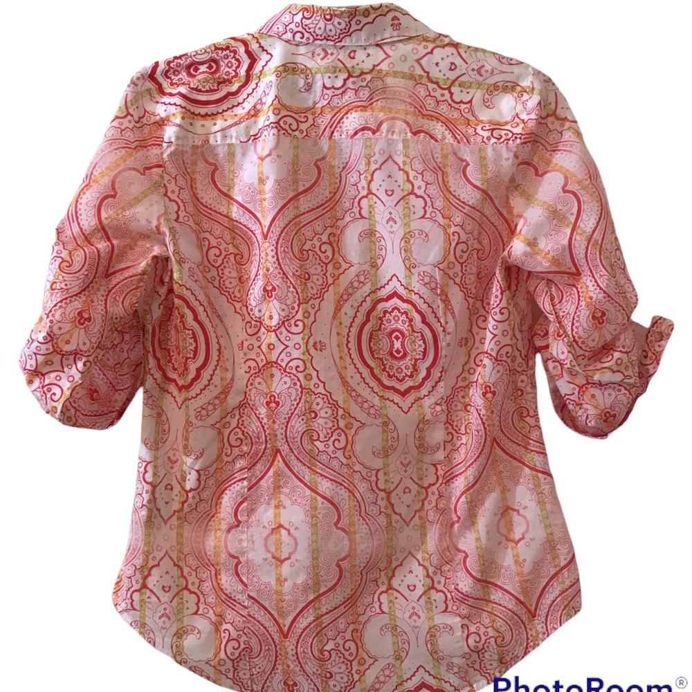 Robert Graham Boho Red And Yellow Button Up - image 3